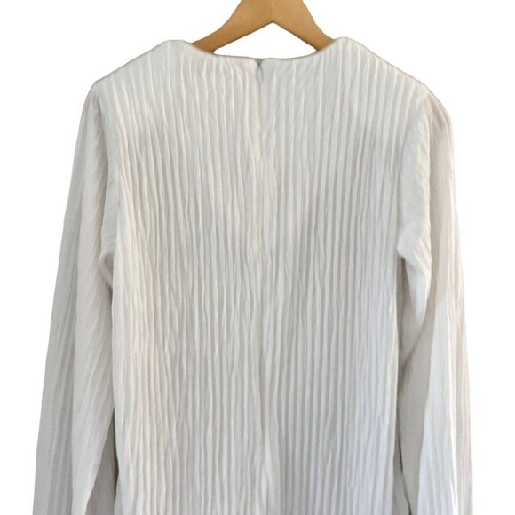 Beehive Clothing Vintage Tunic Blouse Long Sleeves Size XS White Crinkle Pattern - Picture 6 of 10